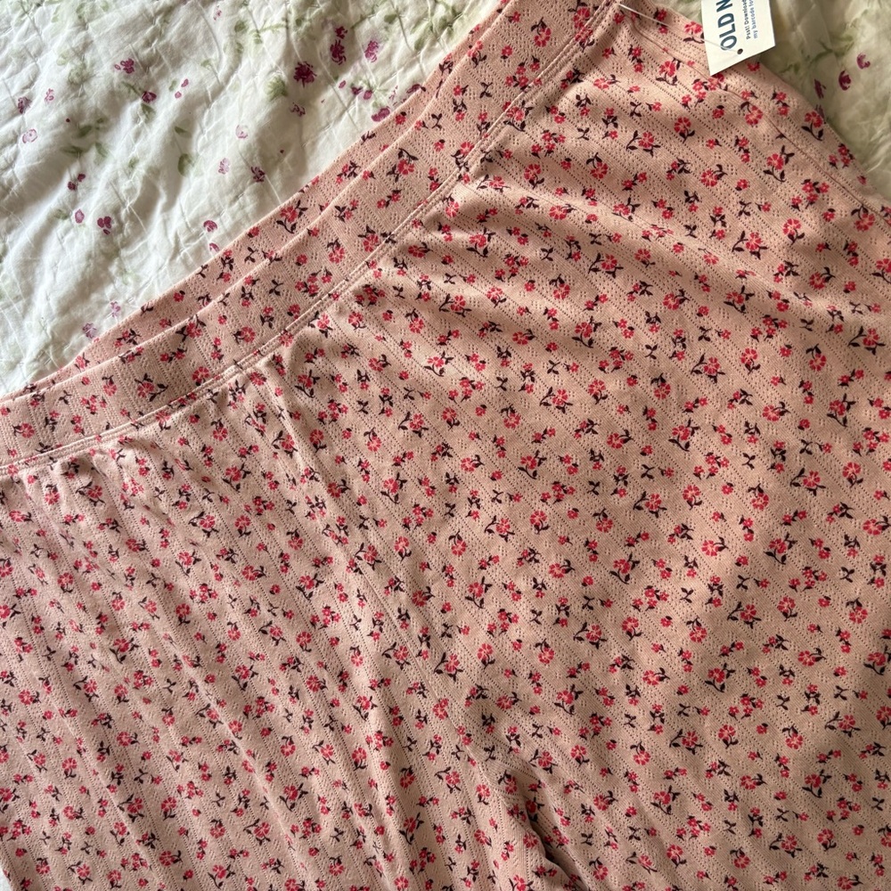 Soft babydoll frilly pajama pant elastic waist extra large Pink Floral croquette - Picture 2 of 7